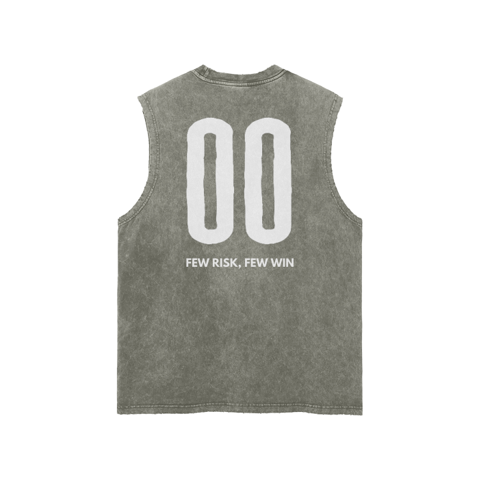 Streetwear Unisex Snow Washed Frayed Hem Tank Top