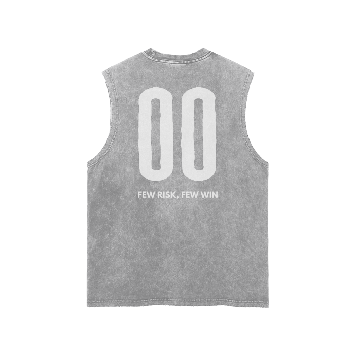 Streetwear Unisex Snow Washed Frayed Hem Tank Top