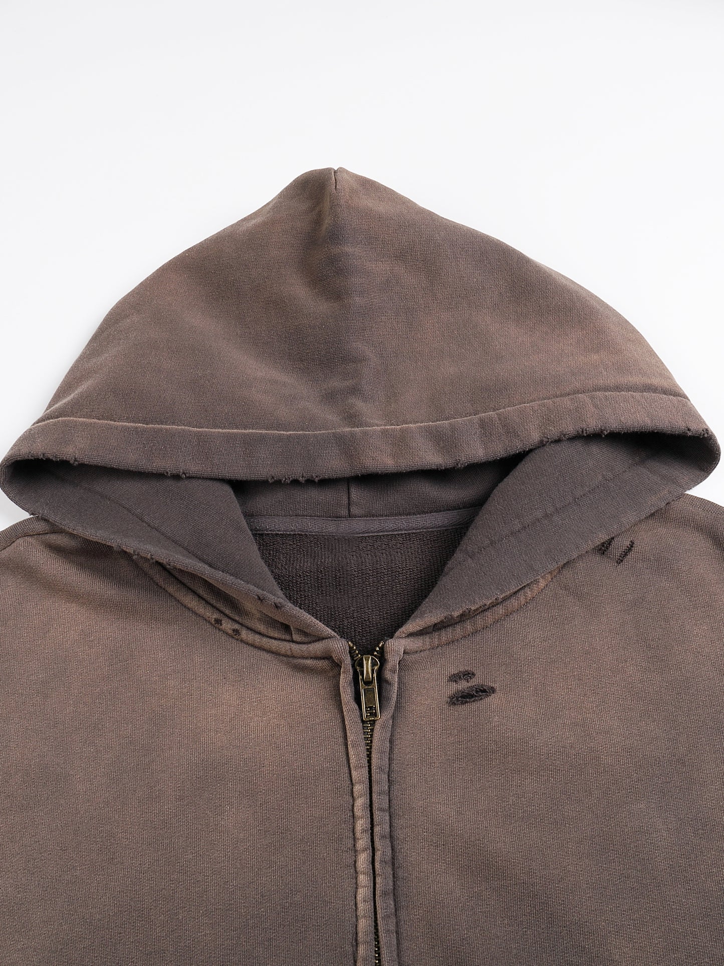 Hand-Frayed Sunfade Zip Hoodie #RU0081